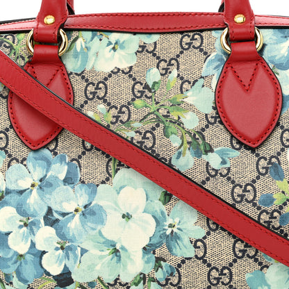 Gucci GG Supreme Monogram Blooms Small Boston Beige Blue Navy Hibiscus Red 8 of 10