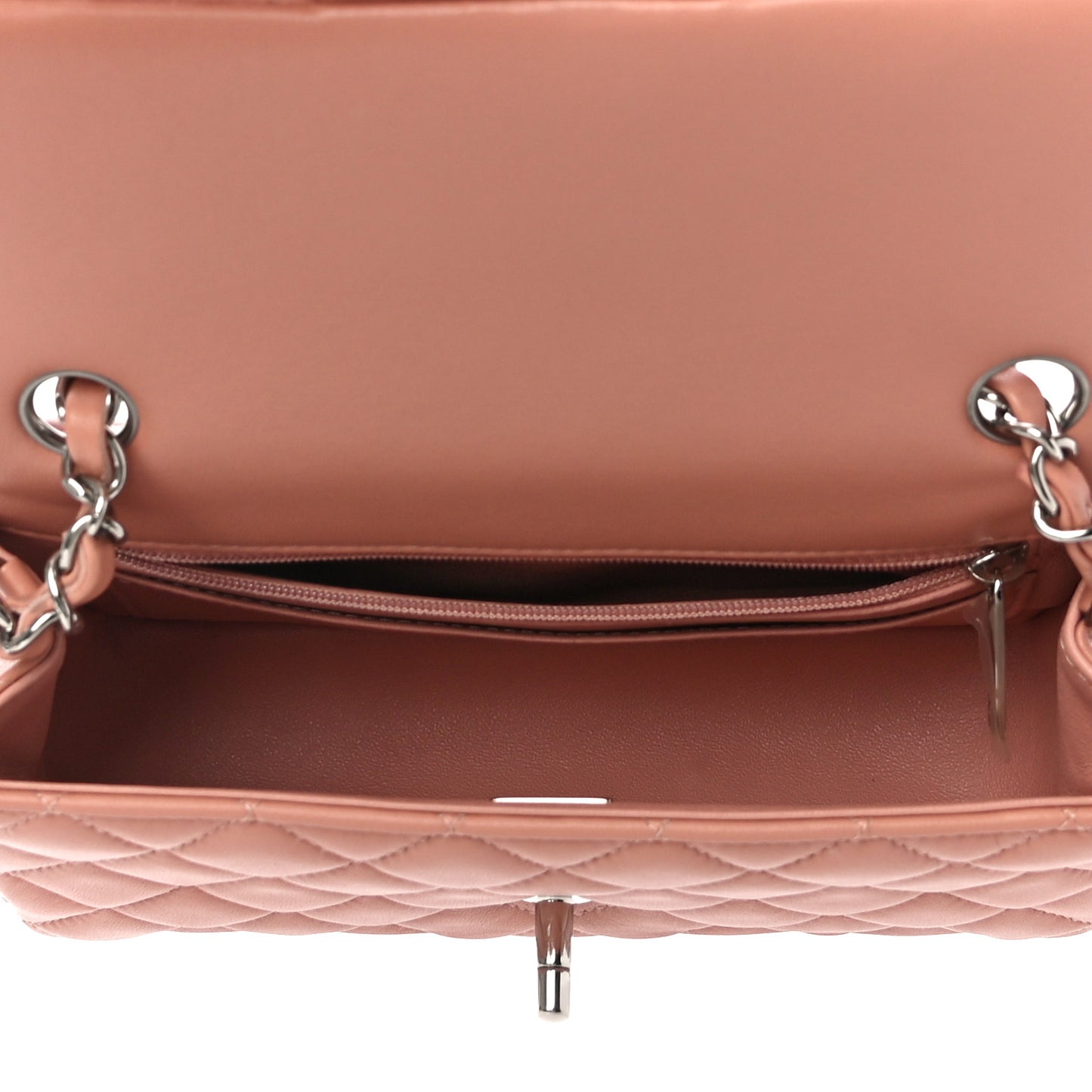 Lambskin Quilted Mini Rectangular Flap Dark Pink