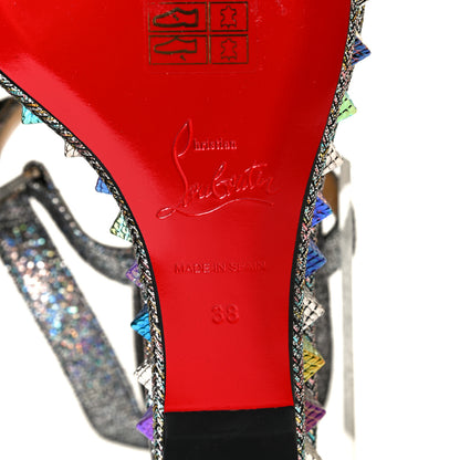 Christian Louboutin Nappa Mica Pyraclou 110 Wedge Sandals 38 Silver 5 of 6