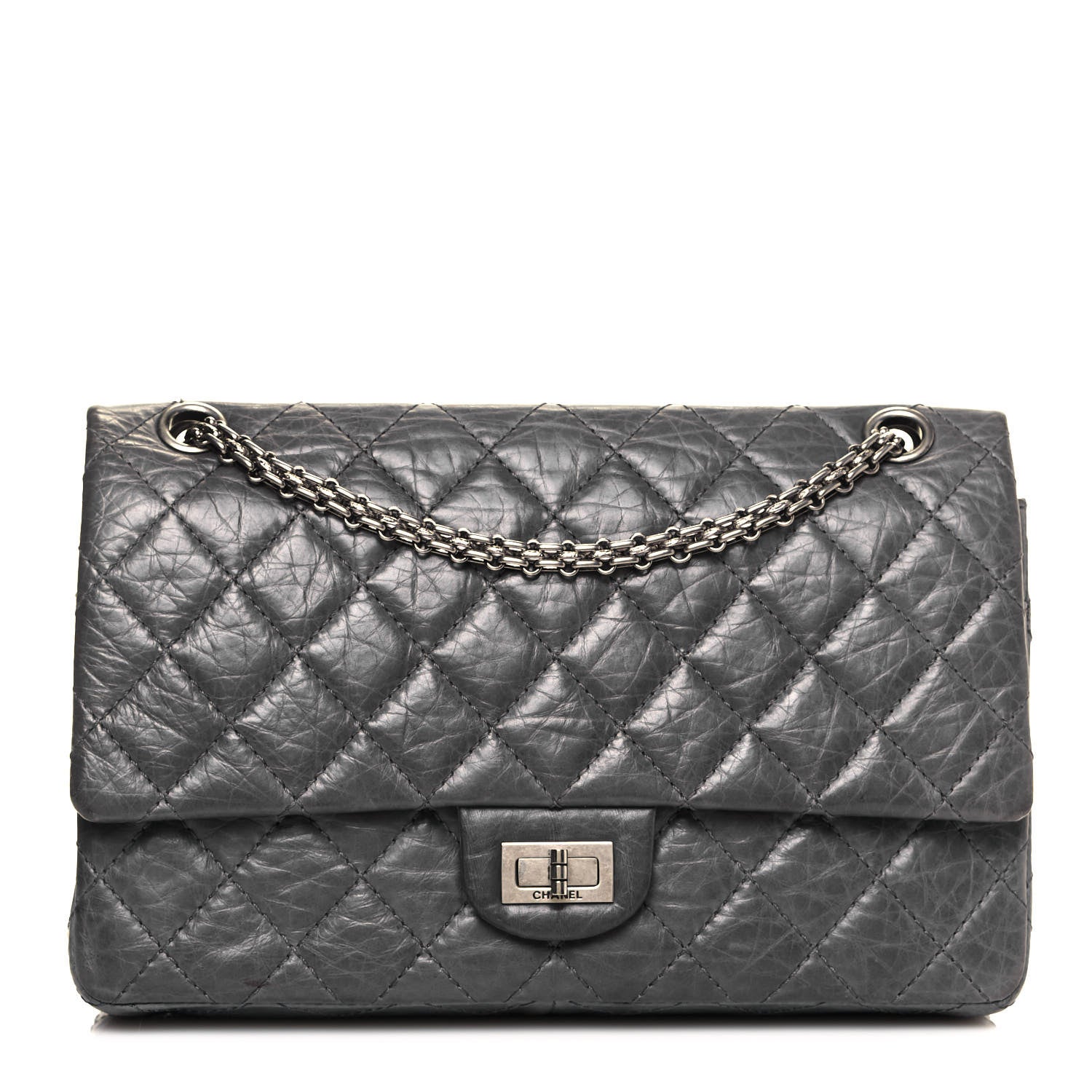 Chanel Aged Calfskin Quilted 50th Anniversary 2.55 Reissue Flap 226 Grey 1 of 14