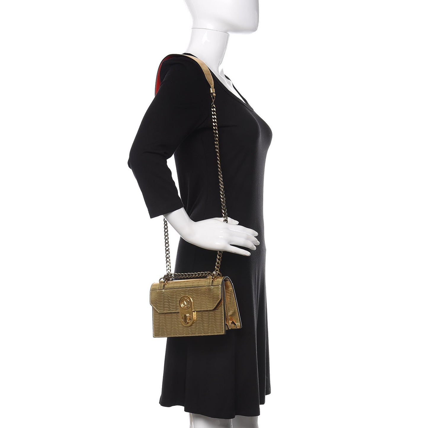 Metallic Calfskin Mini Elisa Shoulder Bag Gold
