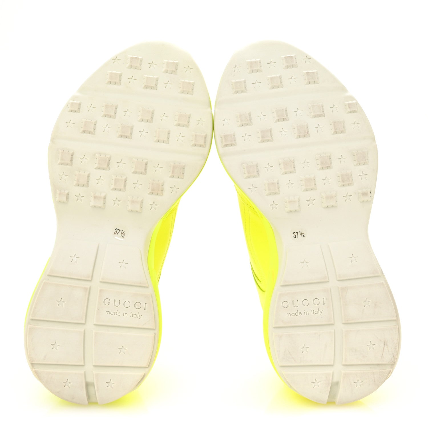 Gucci Calfskin Womens Rhyton Sneakers 37.5 Yellow Fluo 6 of 11