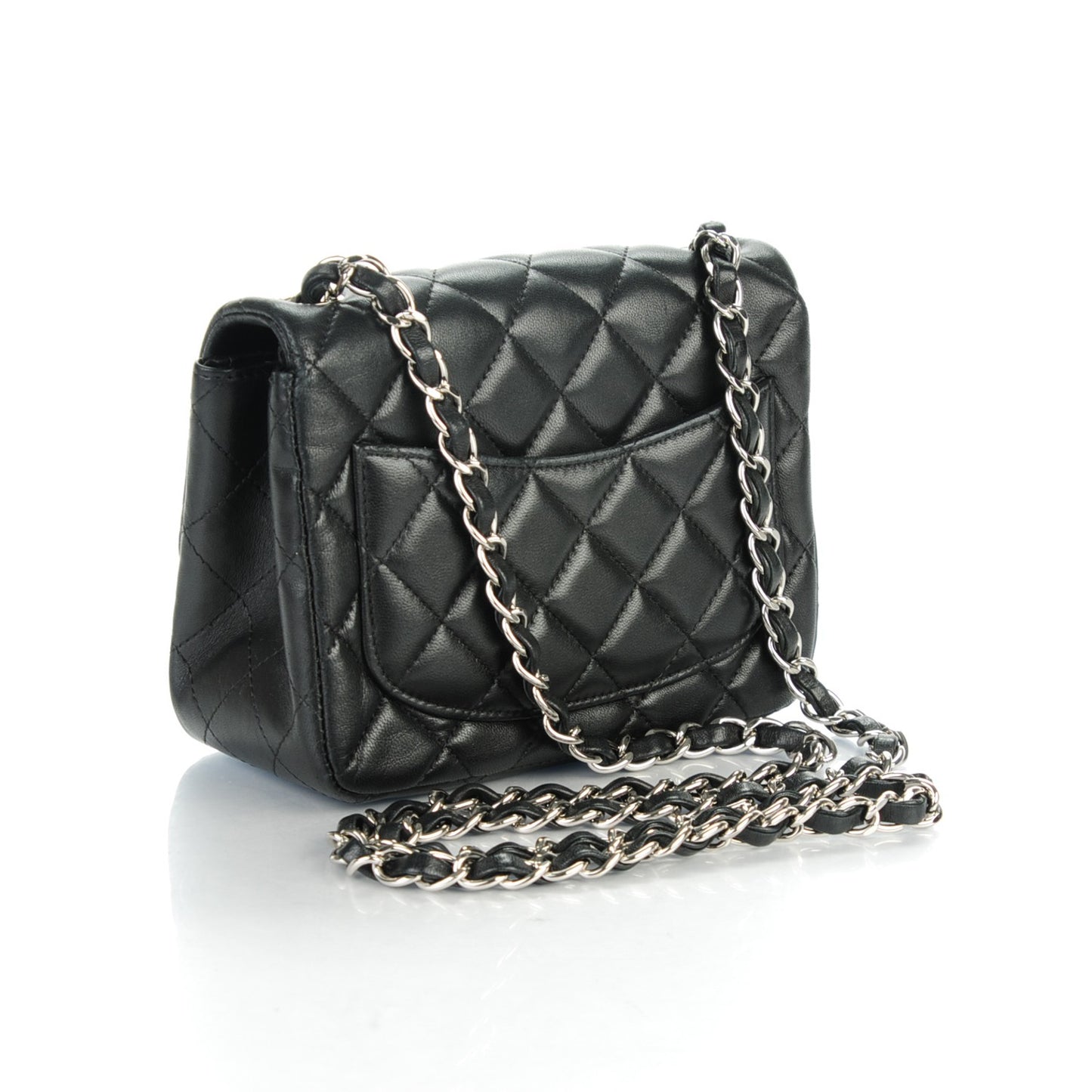 Lambskin Quilted Mini Square Flap Black