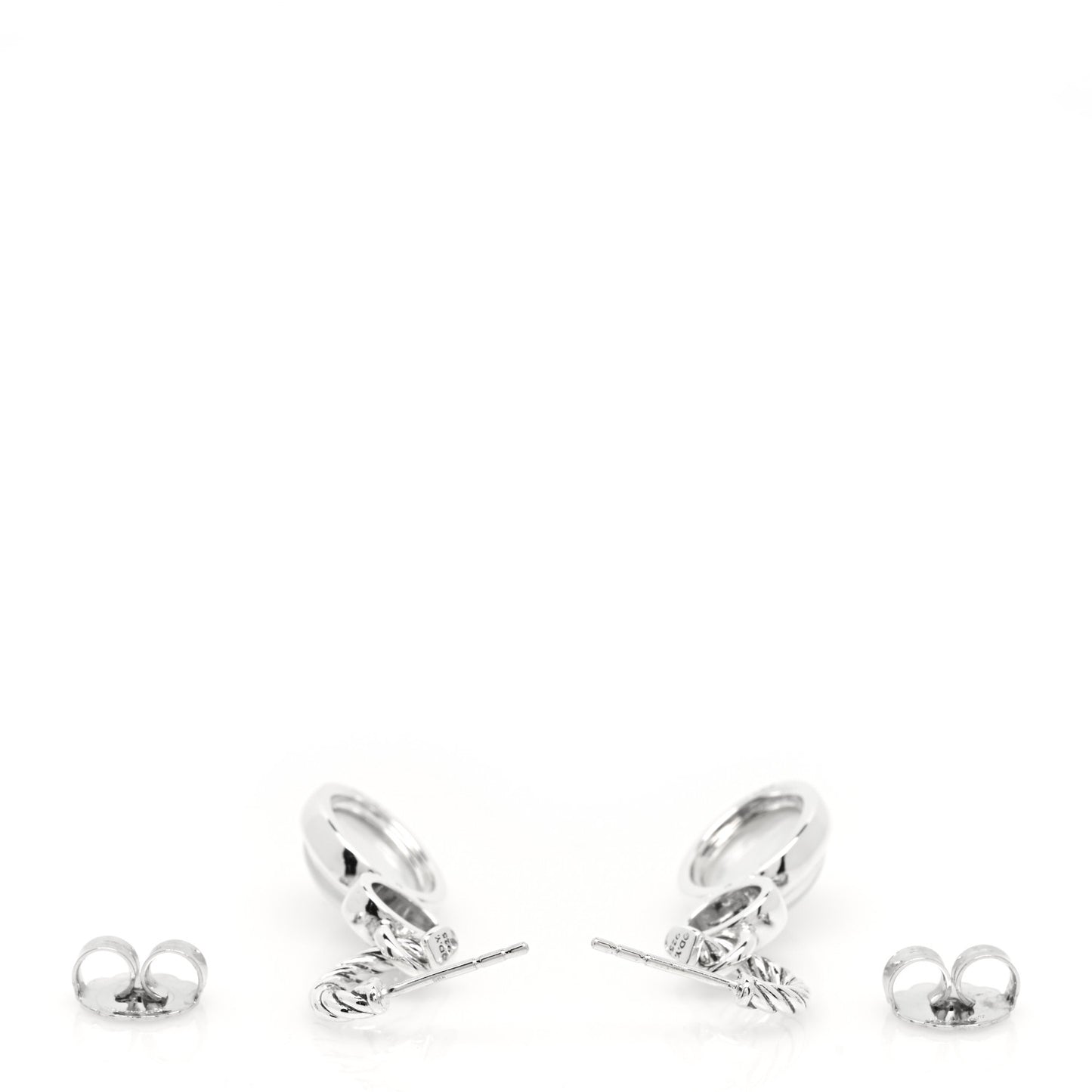 Sterling Silver Mother of Pearl Diamond Cable Drop Earrings