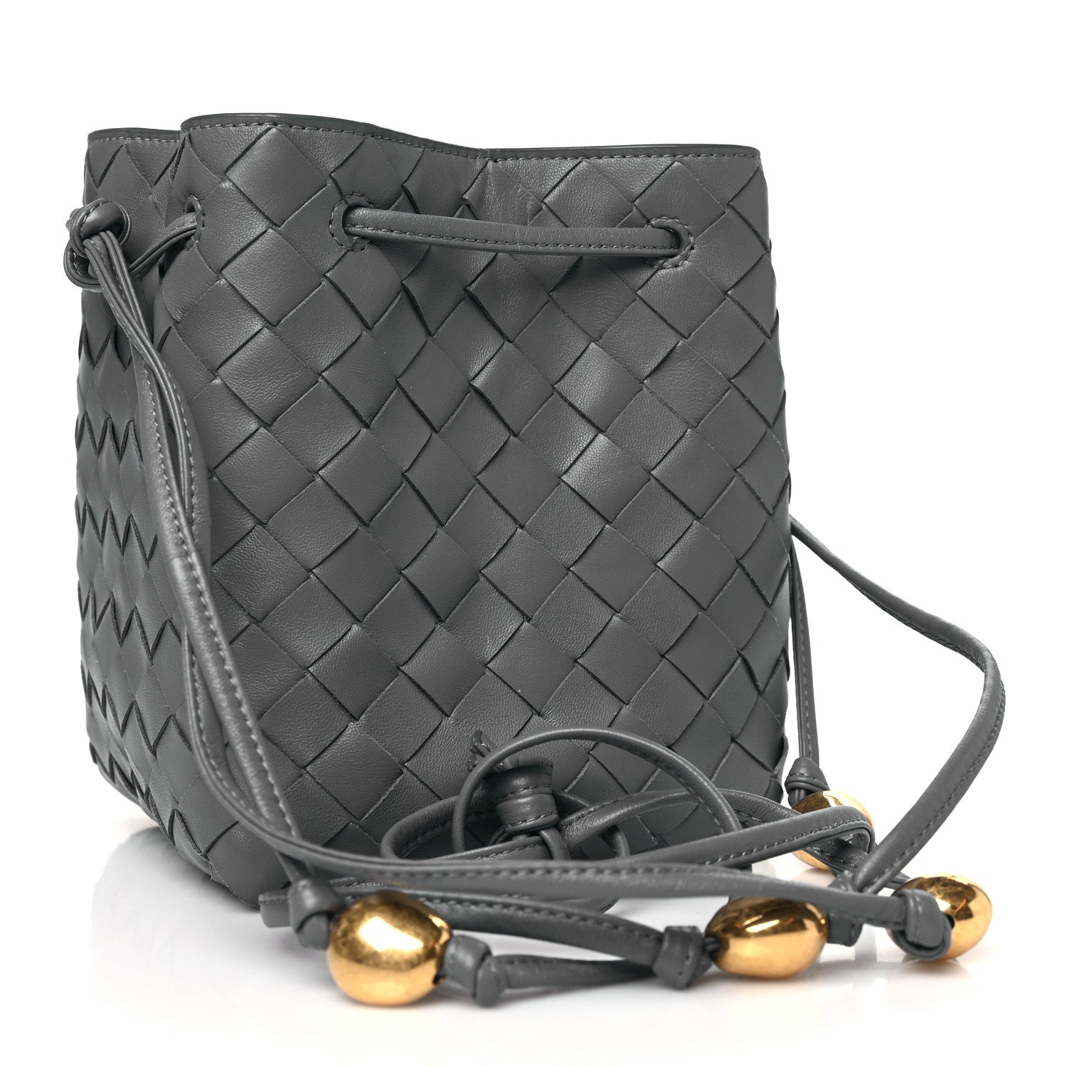 Bottega Veneta Nappa Intrecciato Small Drawstring Bucket Bag Thunder 3 of 9