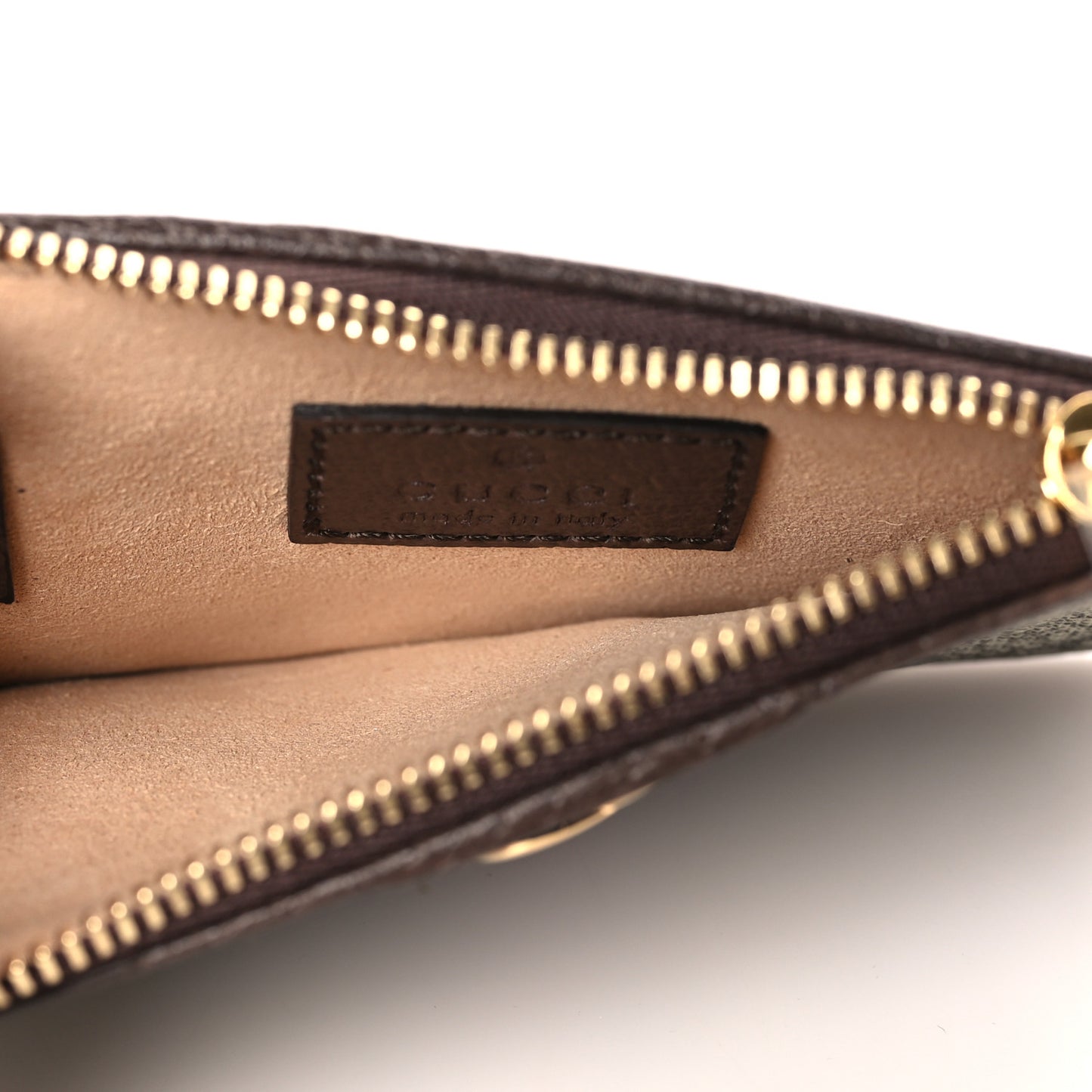 GG Supreme Monogram Web Ophidia Zip Card Case Brown