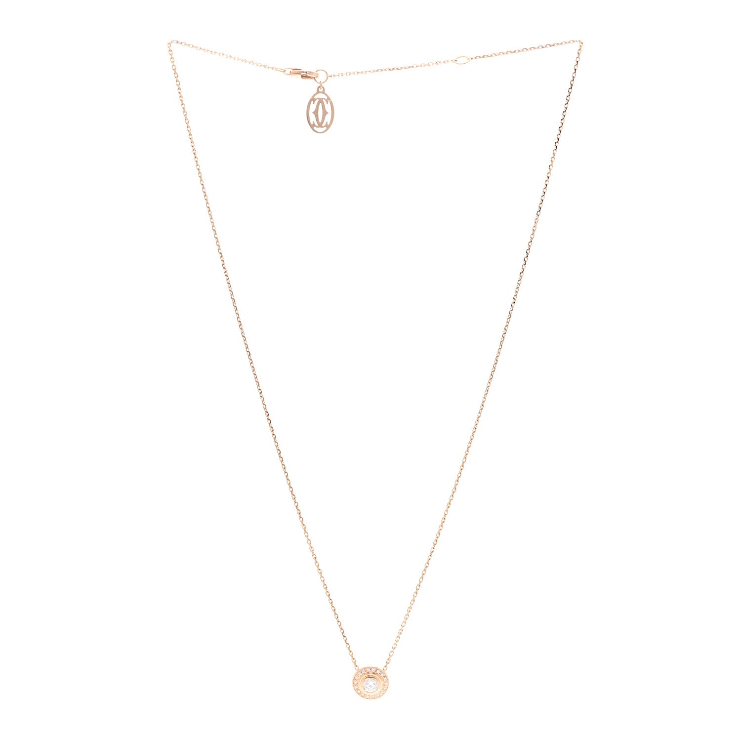 Cartier 18K Pink Gold Diamond .21ct D'Amour Pave Necklace 3 of 5