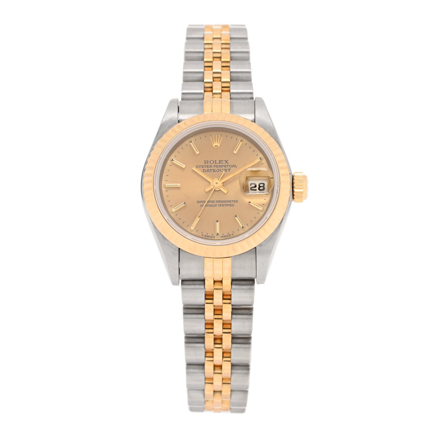 Stainless Steel 18K Yellow Gold 26mm Oyster Perpetual Datejust Watch Champagne 69173
