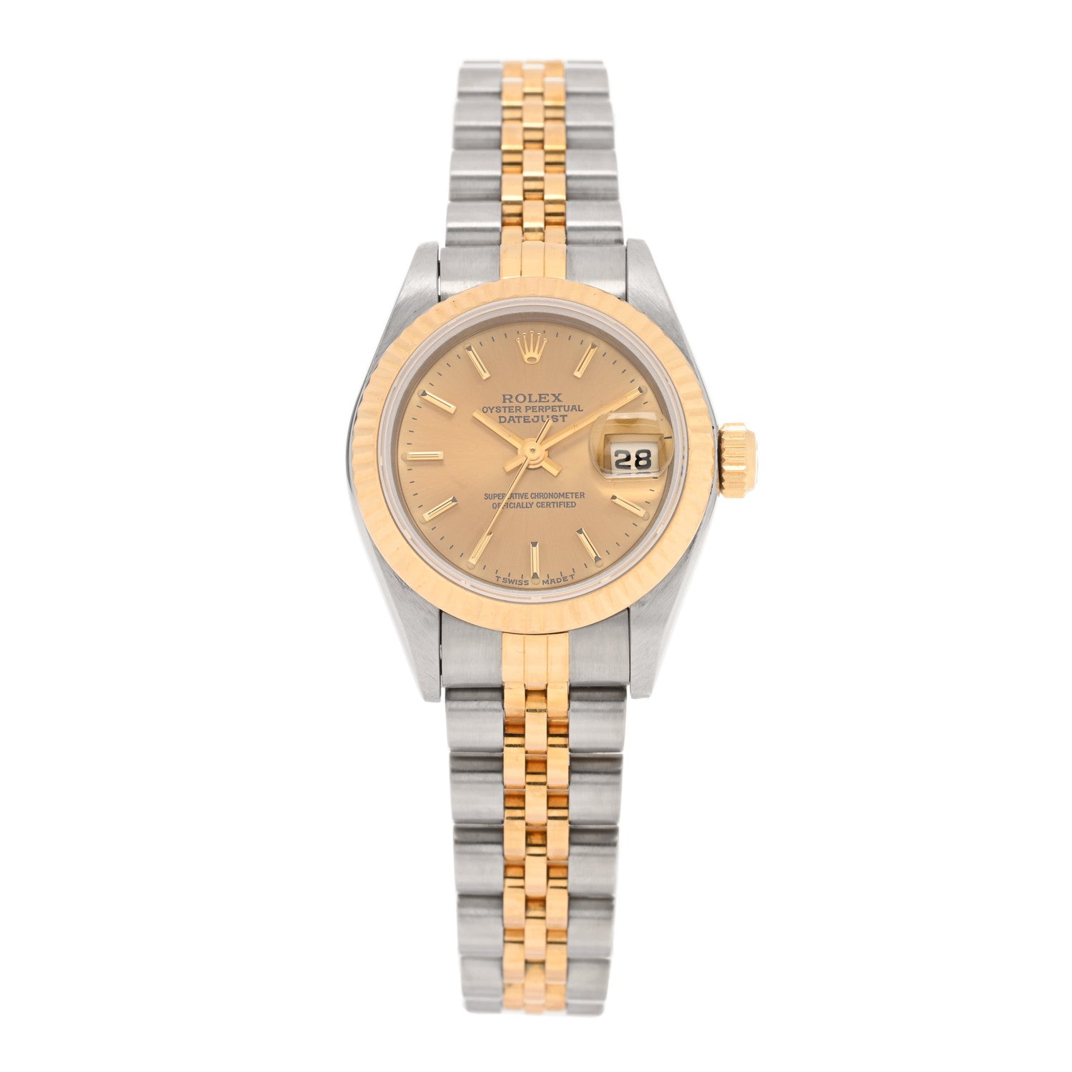 Rolex Stainless Steel 18K Yellow Gold 26mm Oyster Perpetual Datejust Watch Champagne 69173 1 of 5