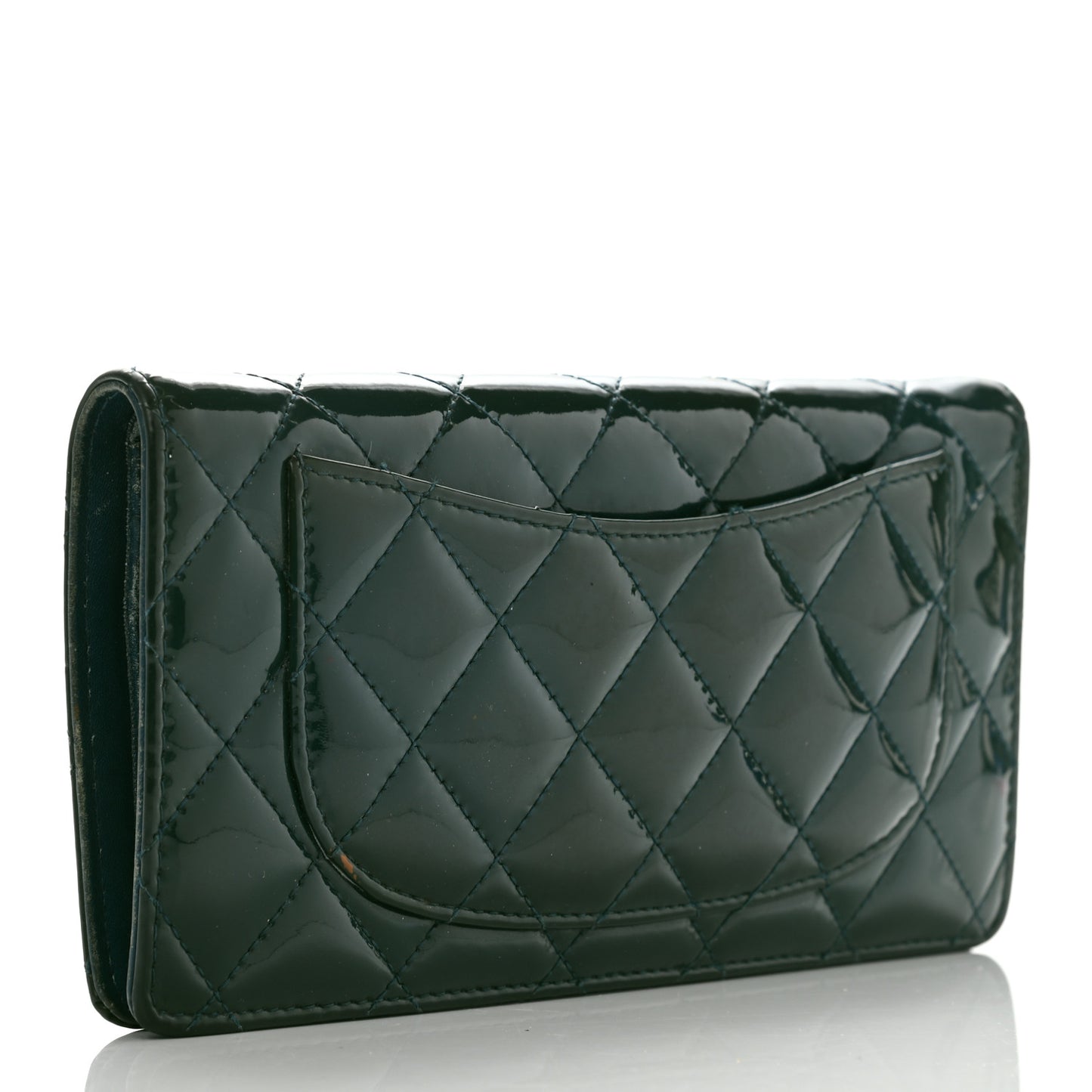 Patent Calfskin Quilted Yen Wallet Blue