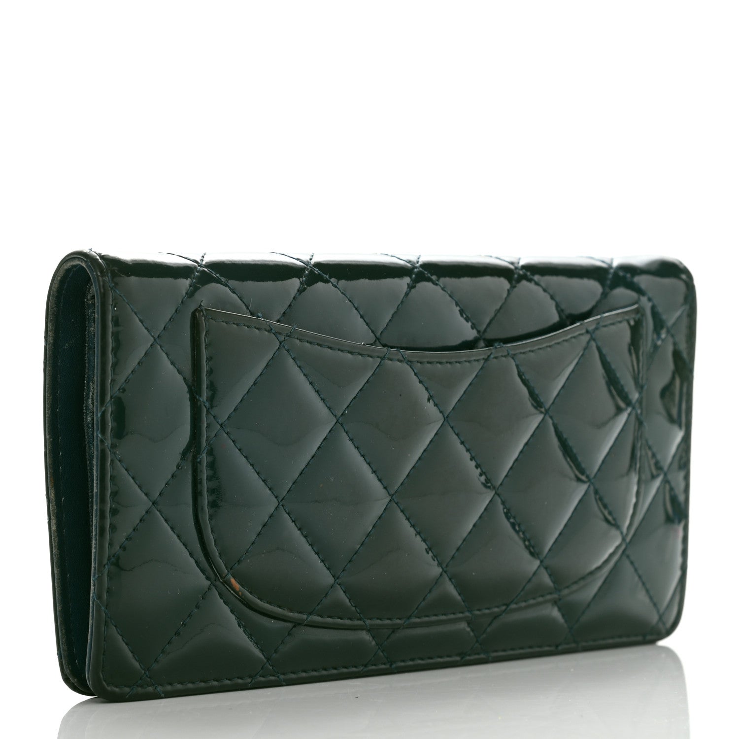 Chanel Patent Calfskin Quilted Yen Wallet Blue 3 of 15