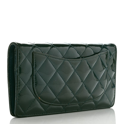 Chanel Patent Calfskin Quilted Yen Wallet Blue 3 of 15