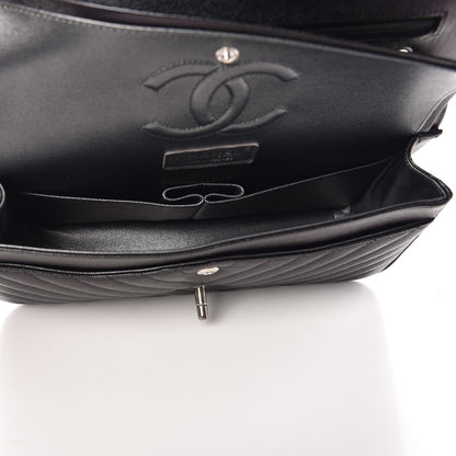 Chanel Caviar Chevron Quilted Medium Double Flap Black 7 of 10