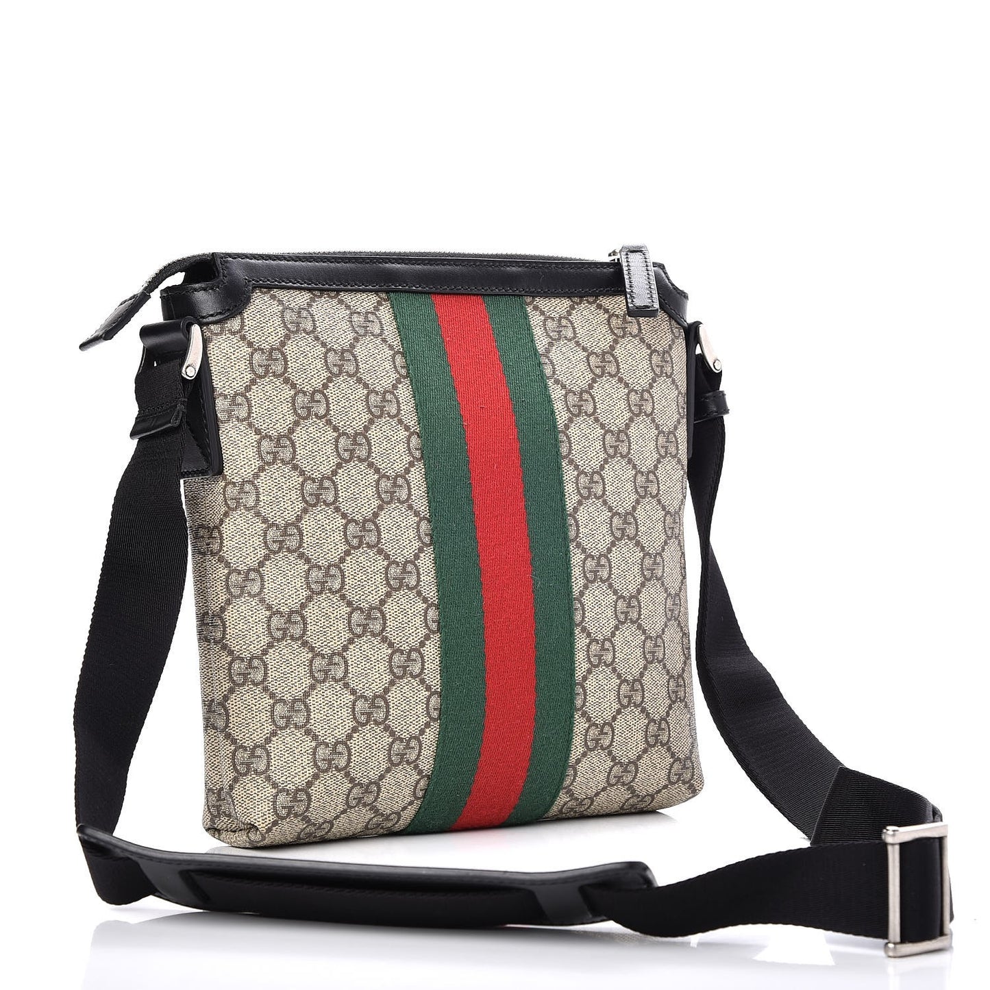 GG Supreme Monogram Web Messenger Bag Black