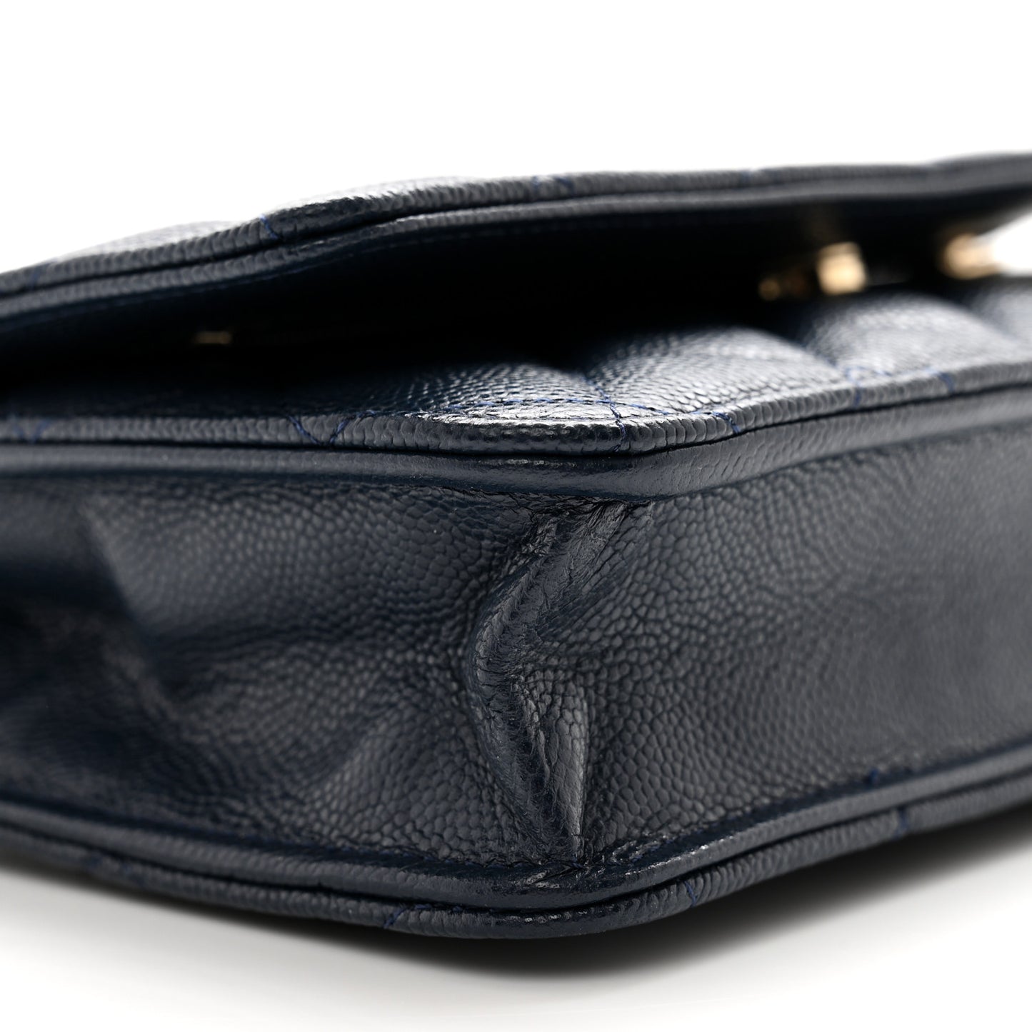 Caviar Quilted Wallet on Chain WOC Navy Blue