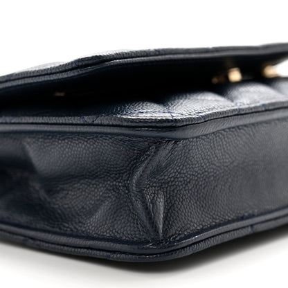 Chanel Caviar Quilted Wallet on Chain WOC Navy Blue 10 of 11