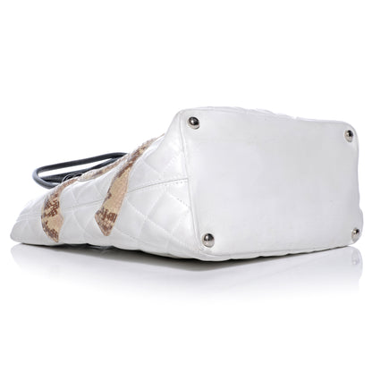 Chanel Calfskin Python Quilted Cambon Medium Tote White 4 of 8