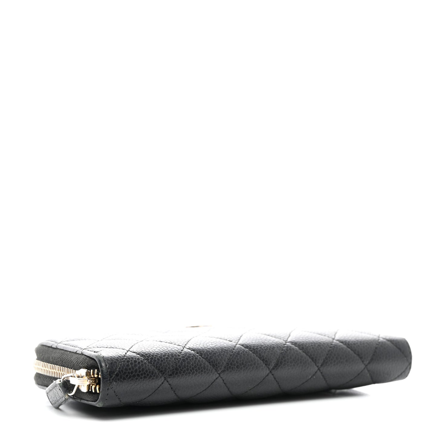 Caviar Quilted Large Gusset Zip Around Wallet Black