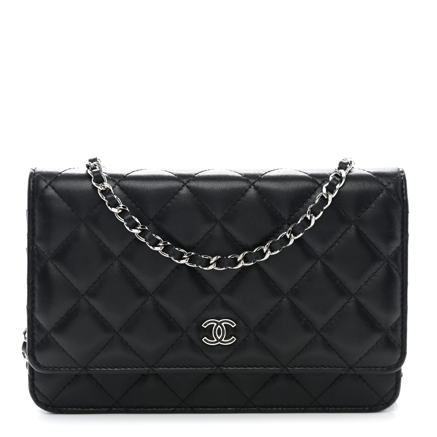 Chanel Lambskin Quilted Wallet On Chain WOC Black 1 of 13