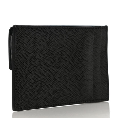 Saint Laurent Grain De Poudre Uptown Monogram Card Case Black 3 of 10