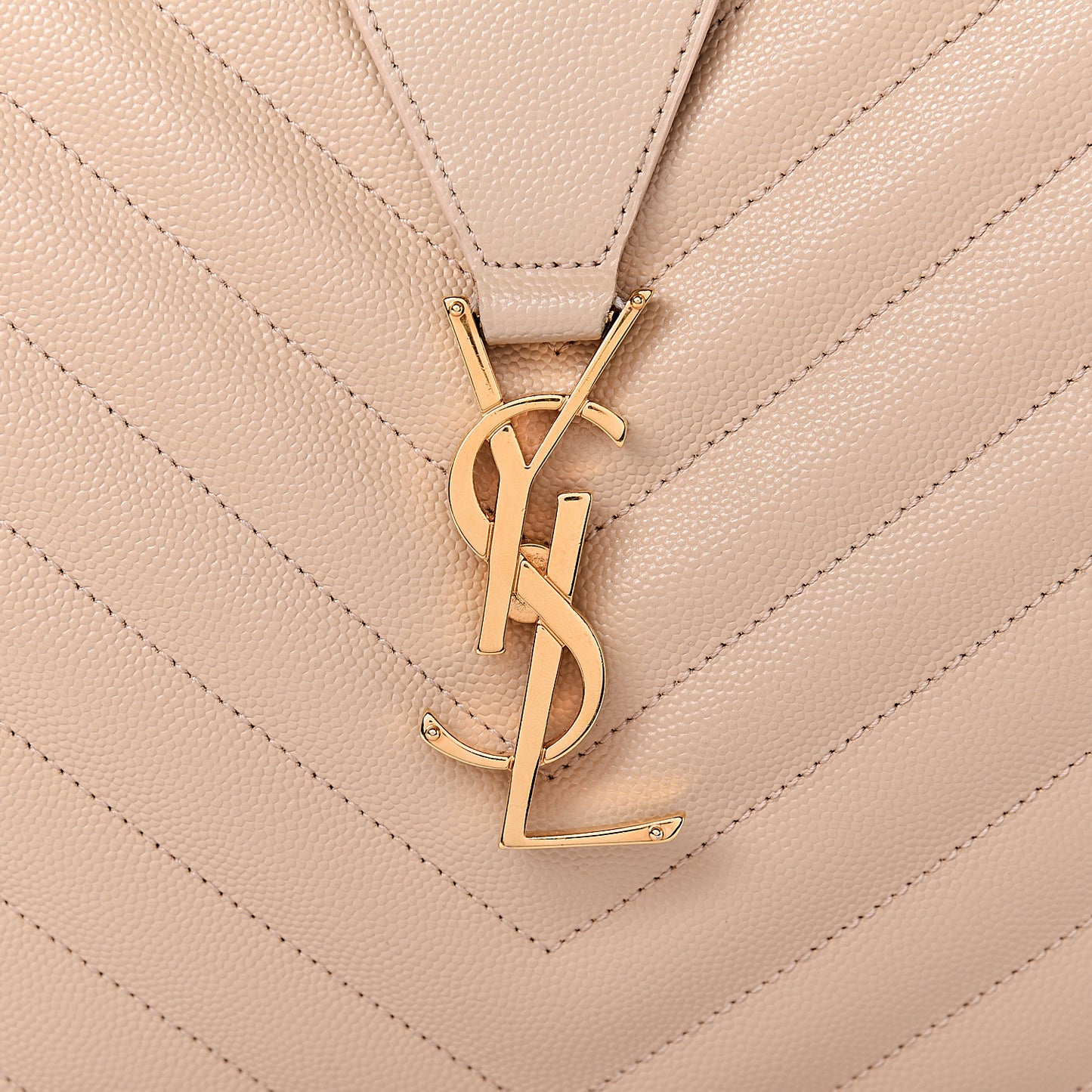 Grain De Poudre Matelasse Chevron Monogram Shopping Bag Nude Powder
