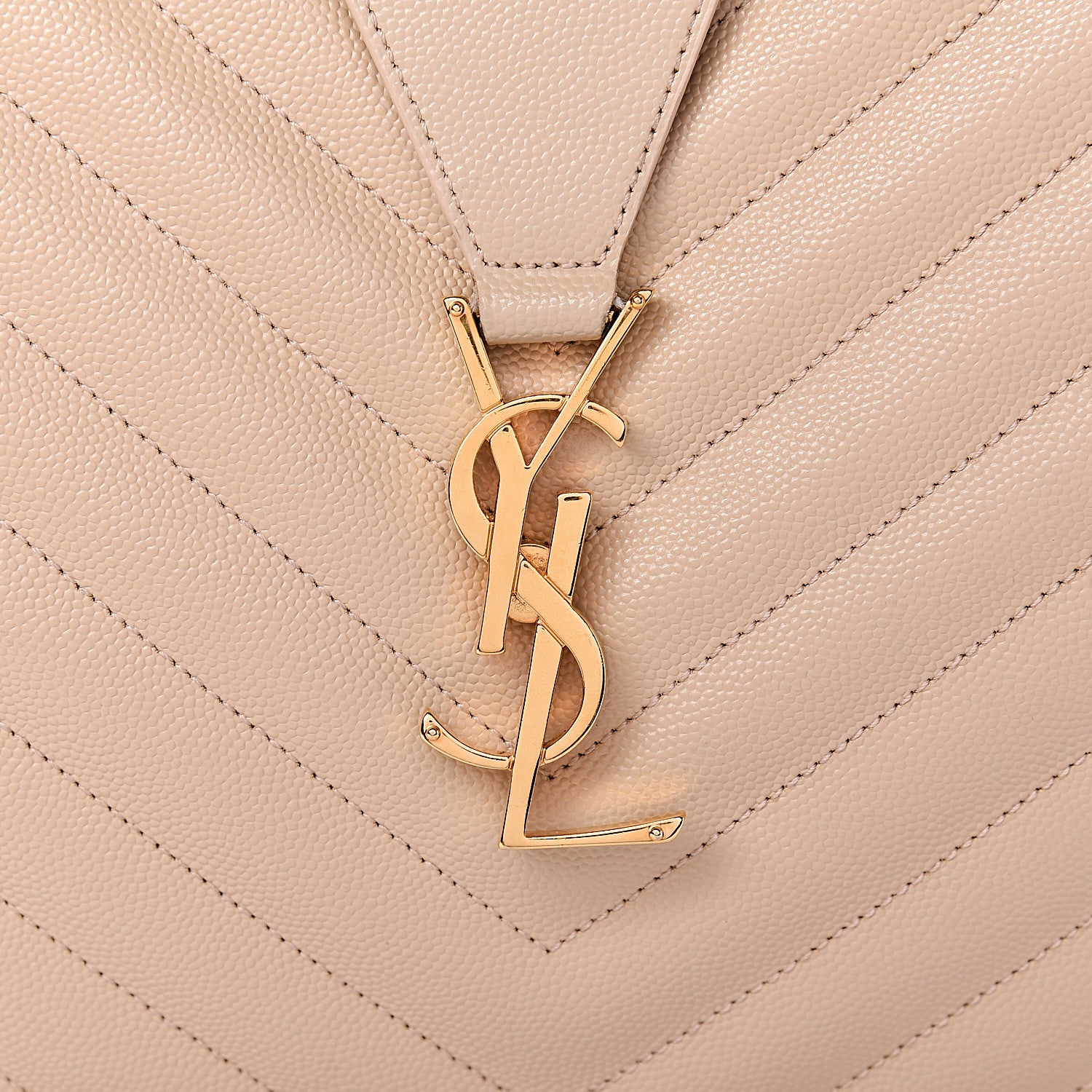Saint Laurent Grain De Poudre Matelasse Chevron Monogram Shopping Bag Nude Powder 16 of 17