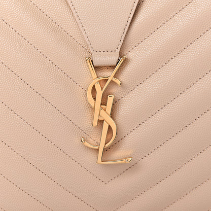 Saint Laurent Grain De Poudre Matelasse Chevron Monogram Shopping Bag Nude Powder 16 of 17