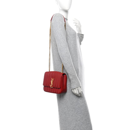 Saint Laurent Lambskin Matelasse Monogram Medium Vicky Chain Bag Rouge Eros 2 of 15