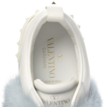 Valentino Garavani Calfskin Mink Fur Sneakers 37 White Niagara 6 of 8