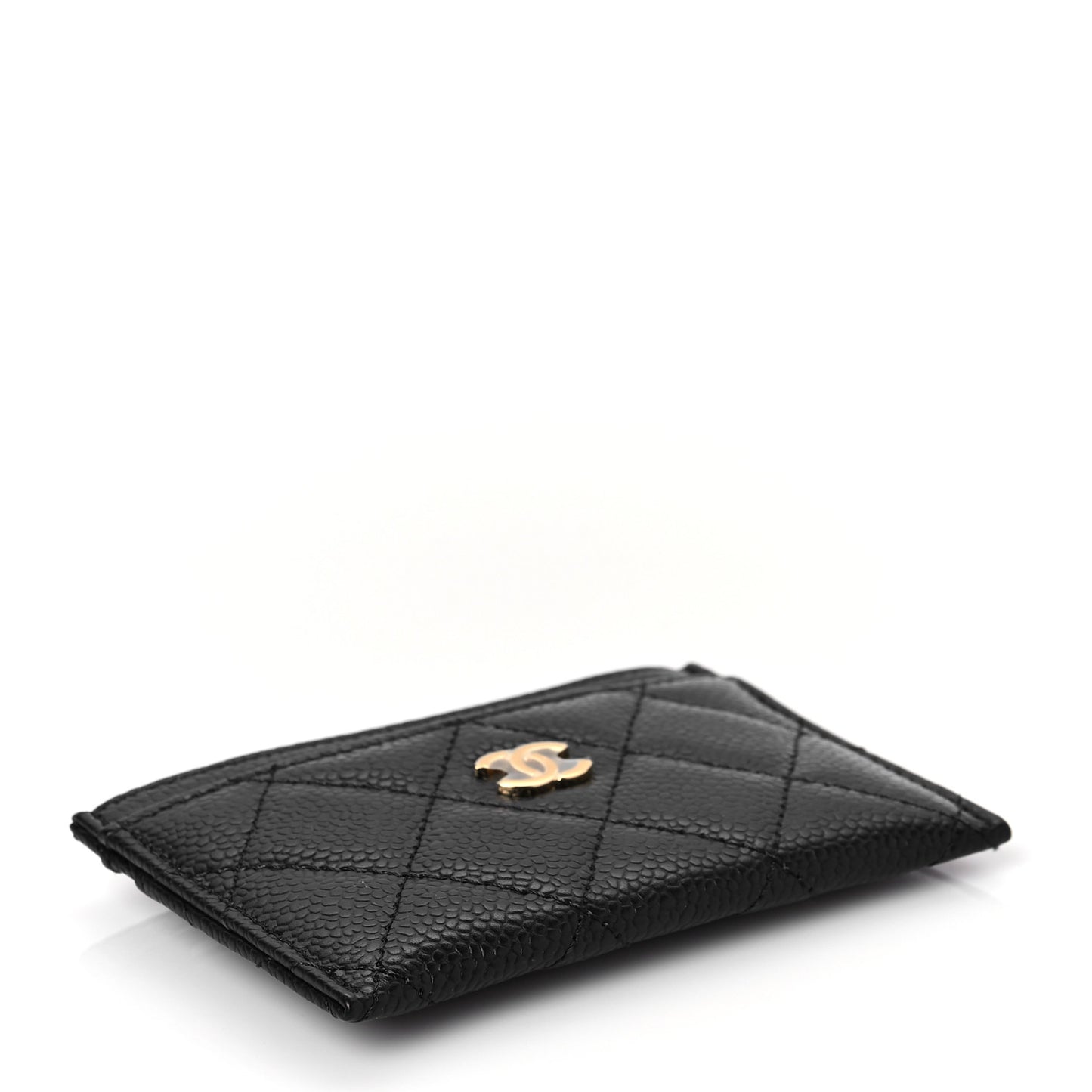 Caviar Quilted Card Holder Black