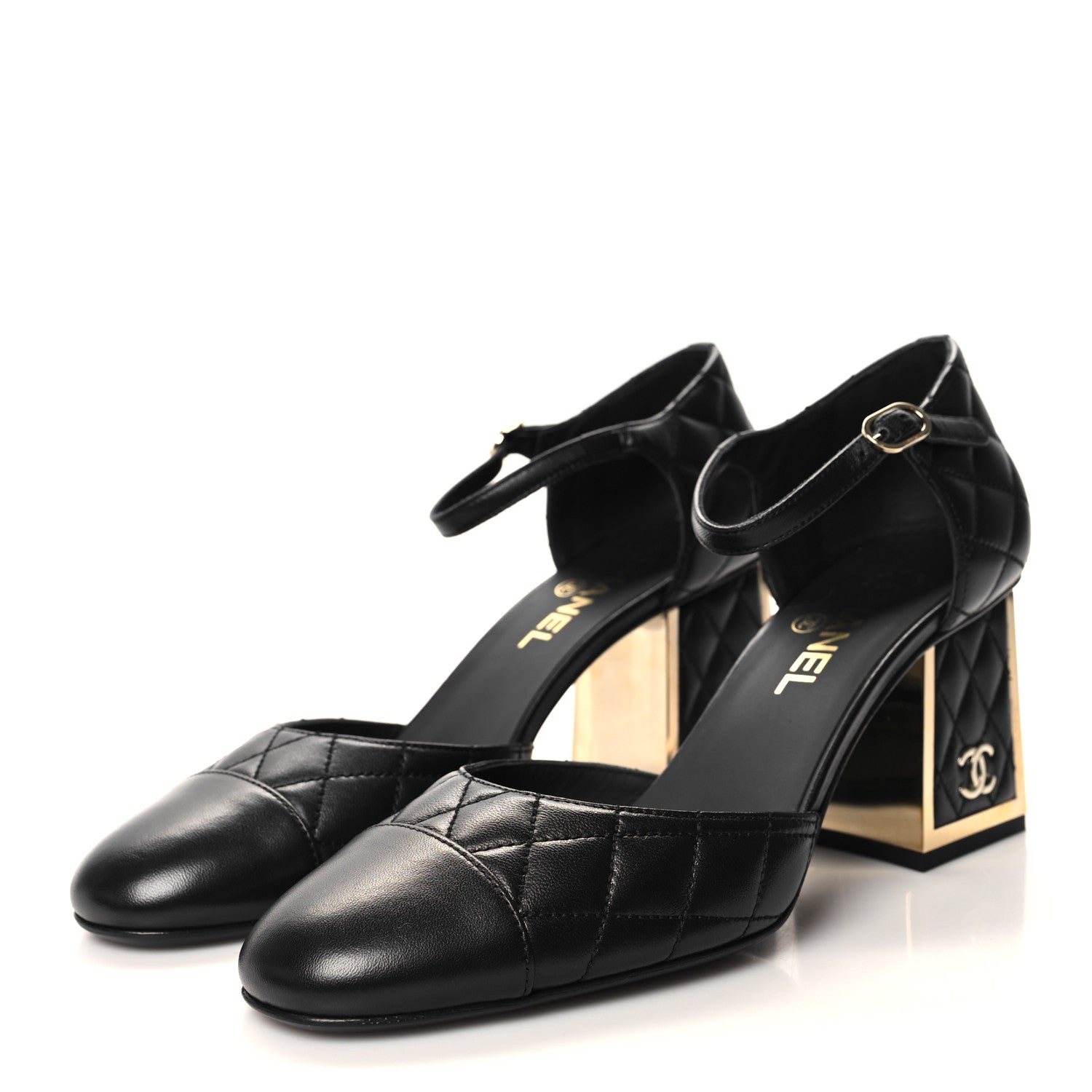 Chanel Lambskin Quilted Cap Toe Mary Jane Pumps 39 Black 3 of 9