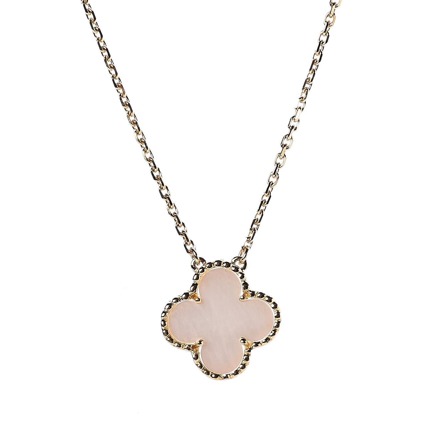 Van Cleef & Arpels 18K Yellow Gold Mother of Pearl Vintage Alhambra Pendant Necklace 4 of 6