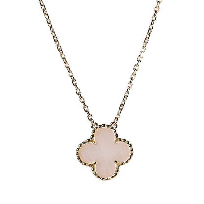 Van Cleef & Arpels 18K Yellow Gold Mother of Pearl Vintage Alhambra Pendant Necklace 4 of 6