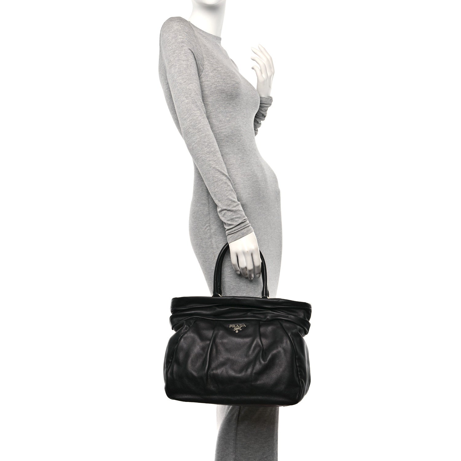 Prada Nappa Frills Tote Black 2 of 9
