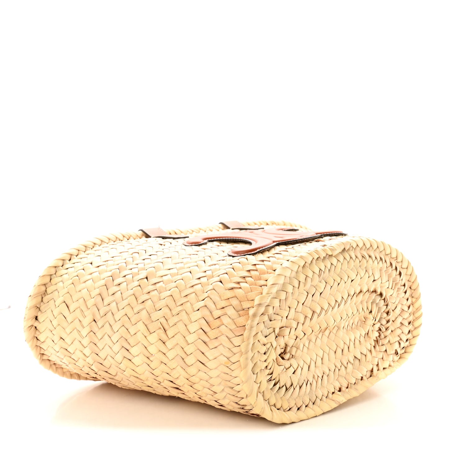 Raffia Calfskin Triomphe Teen Panier Tan