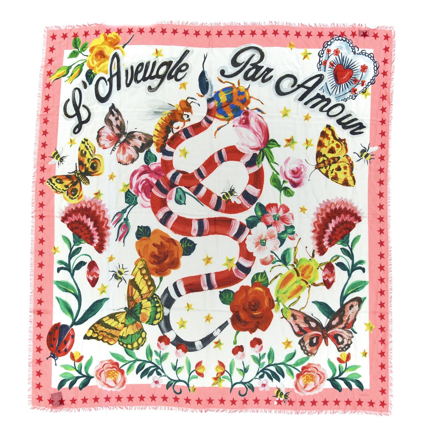 Gucci Modal Silk Garden Print Shawl White 1 of 5