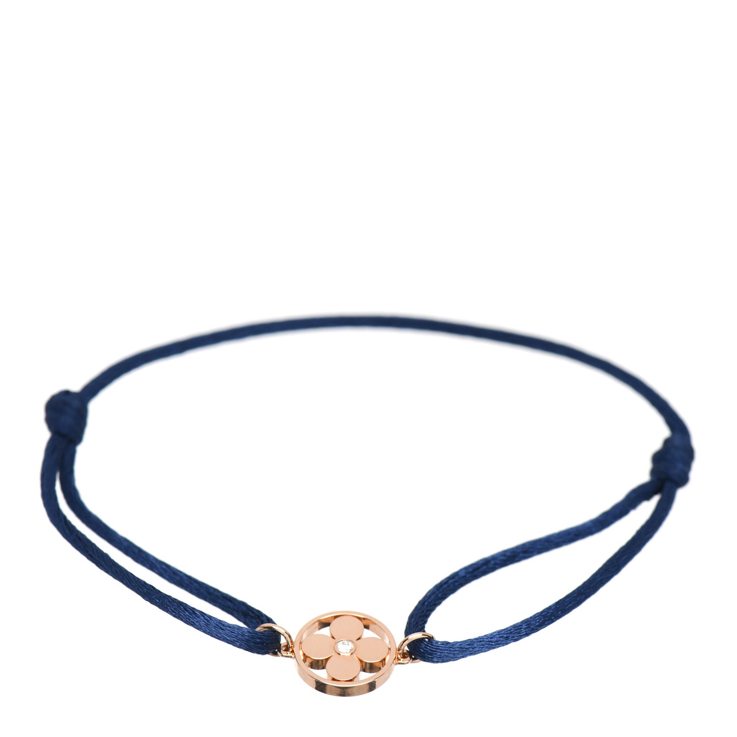 18K Pink Gold Diamond Idylle Blossom Sun Cord Bracelet Blue
