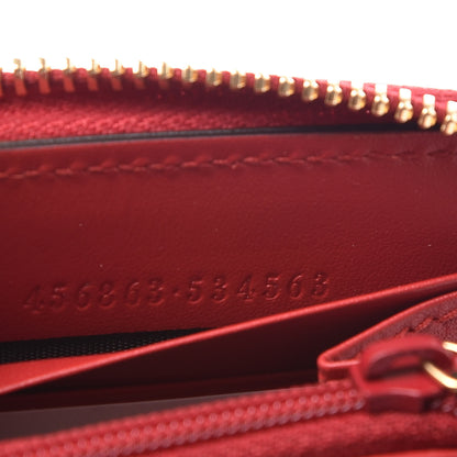 Gucci GG Supreme Monogram Kingsnake Heart Embroidered Zip Around Wallet Red 8 of 9