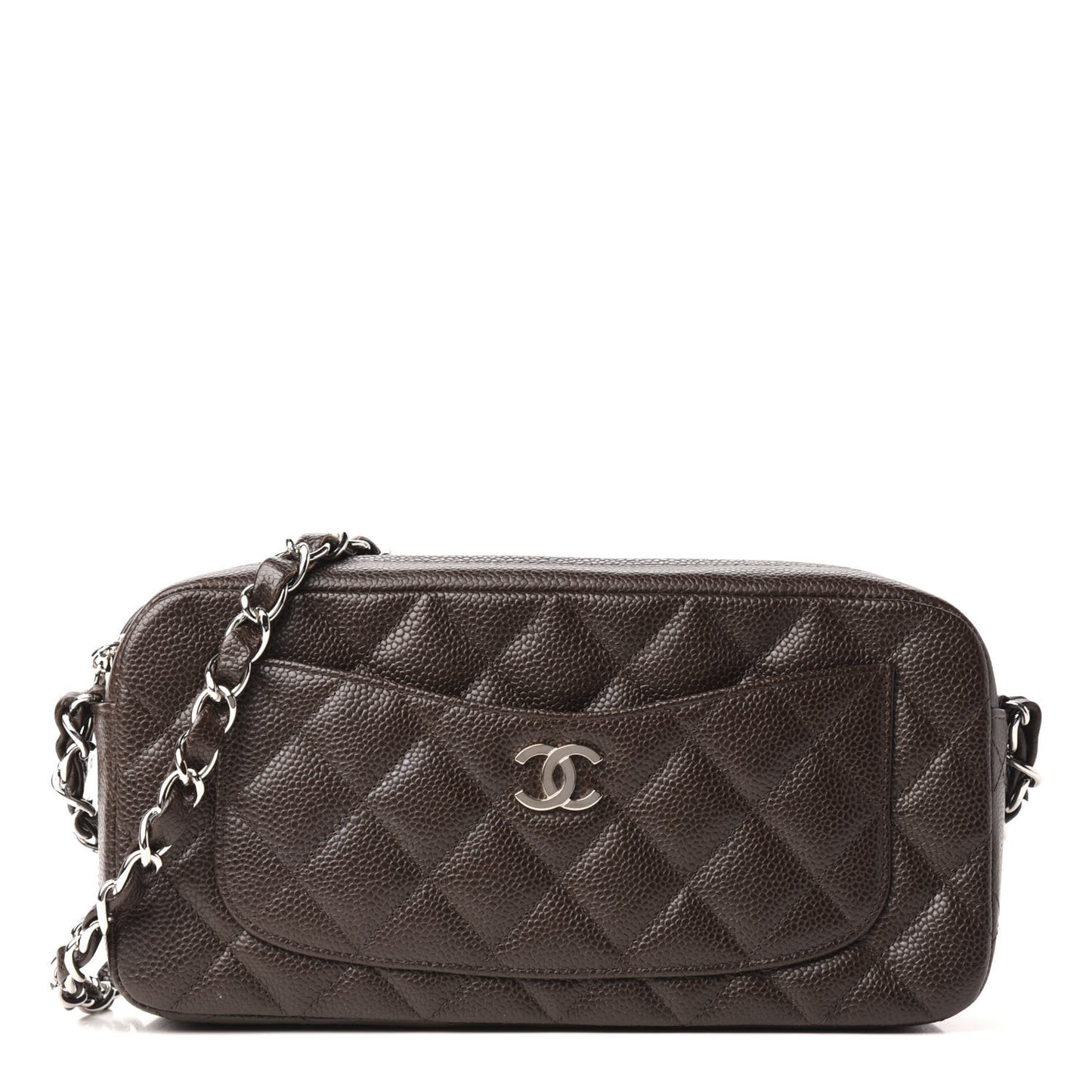 Caviar Quilted Timeless Camera Case Brown