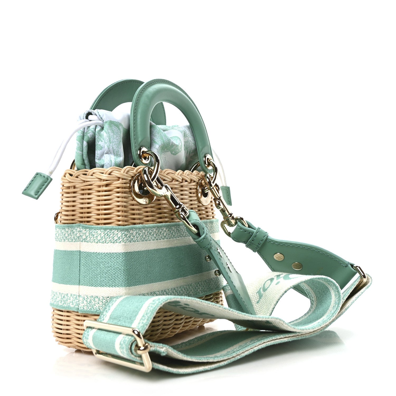 Christian Dior Wicker Oblique Mini Lady Dior Bag Aquamarina 3 of 9
