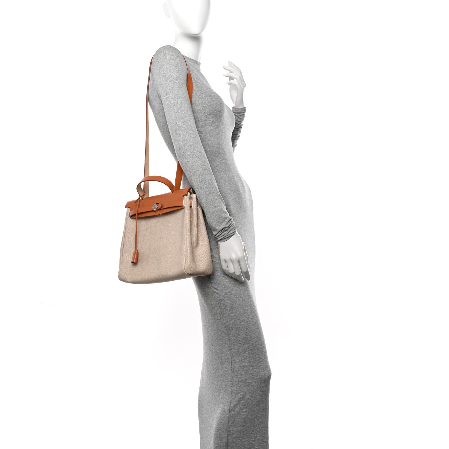 Hermes Toile Vache Calfskin Herbag 30 PM Natural 2 of 12