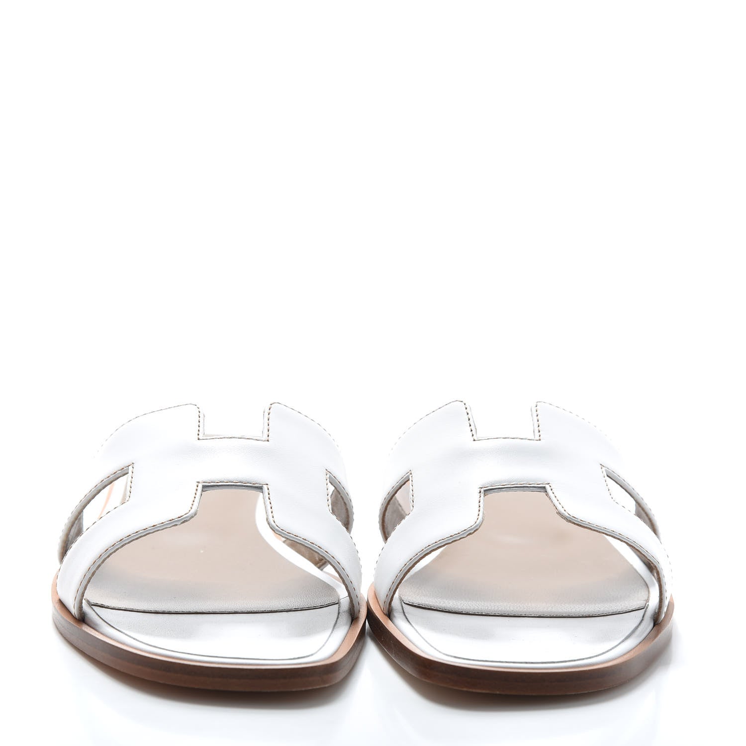 Hermes Box Calfskin Oran Sandals 36.5 White 2 of 7