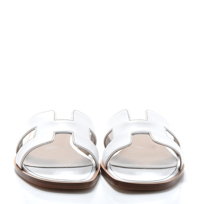 Hermes Box Calfskin Oran Sandals 36.5 White 2 of 7