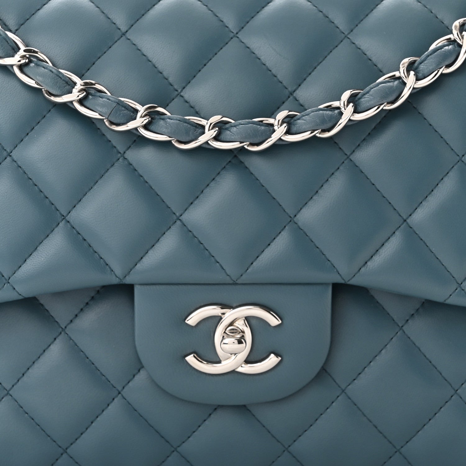 Chanel Lambskin Quilted Jumbo Double Flap Dark Blue 8 of 10