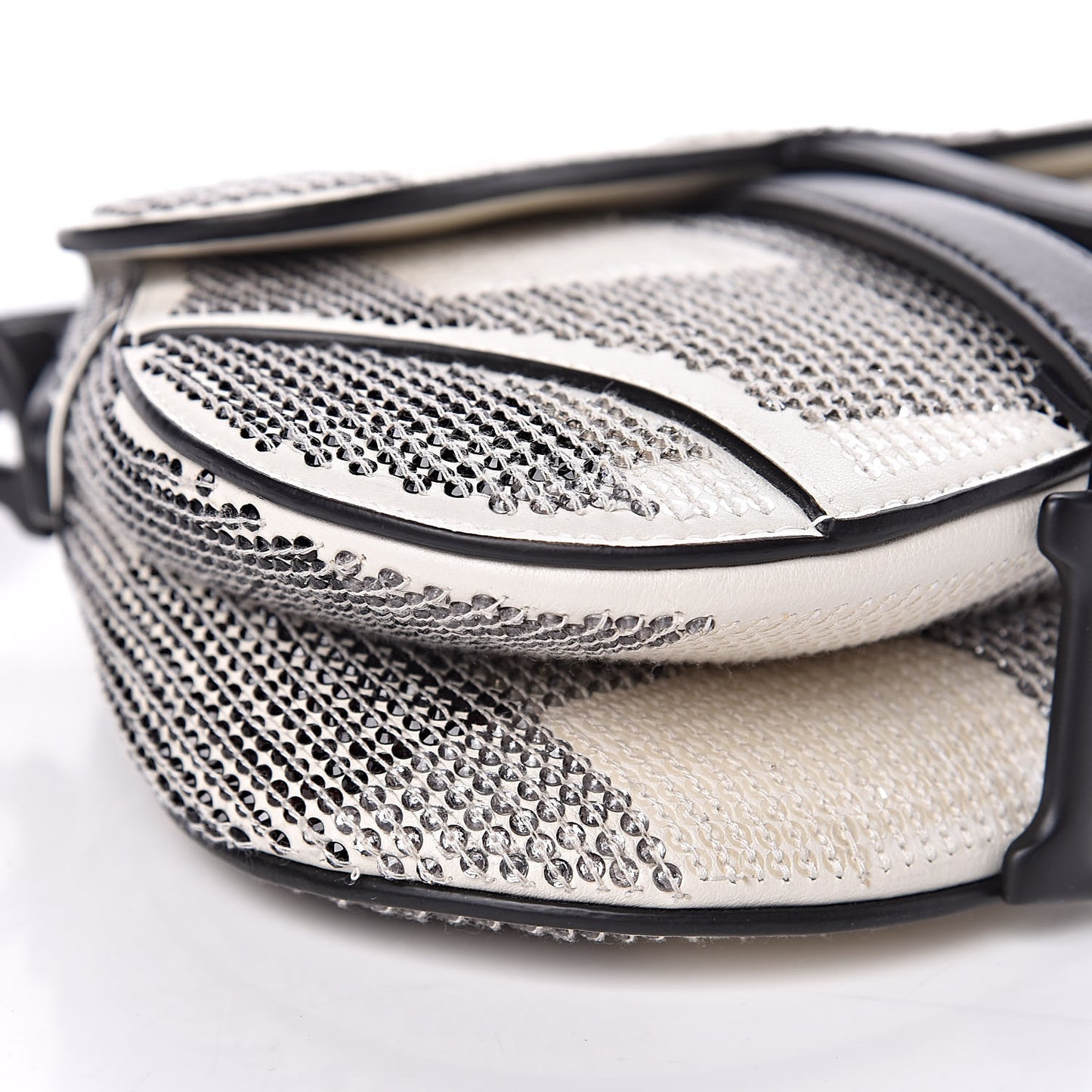 Crystal Calfskin Mini Saddle Bag Latte