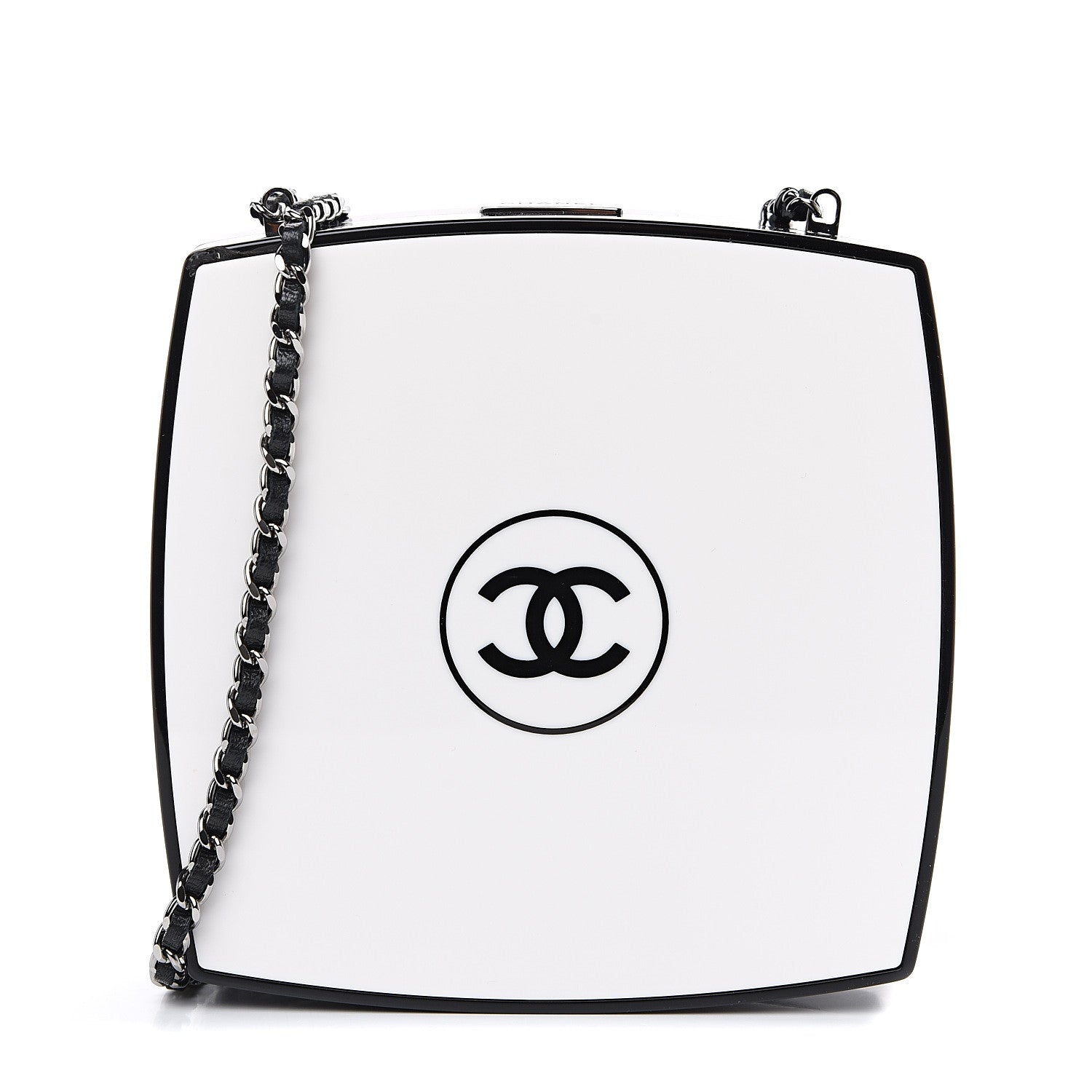 Chanel Plexiglass Compact Box Clutch Black Ivory 1 of 11