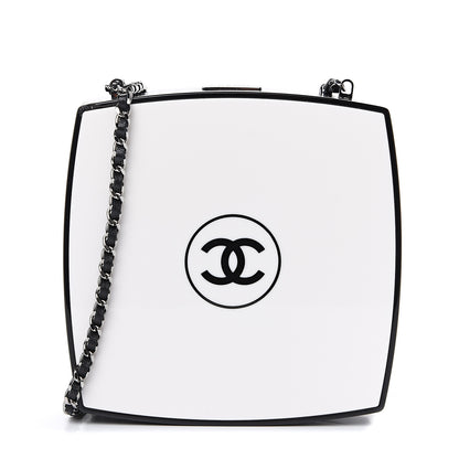 Chanel Plexiglass Compact Box Clutch Black Ivory 1 of 11