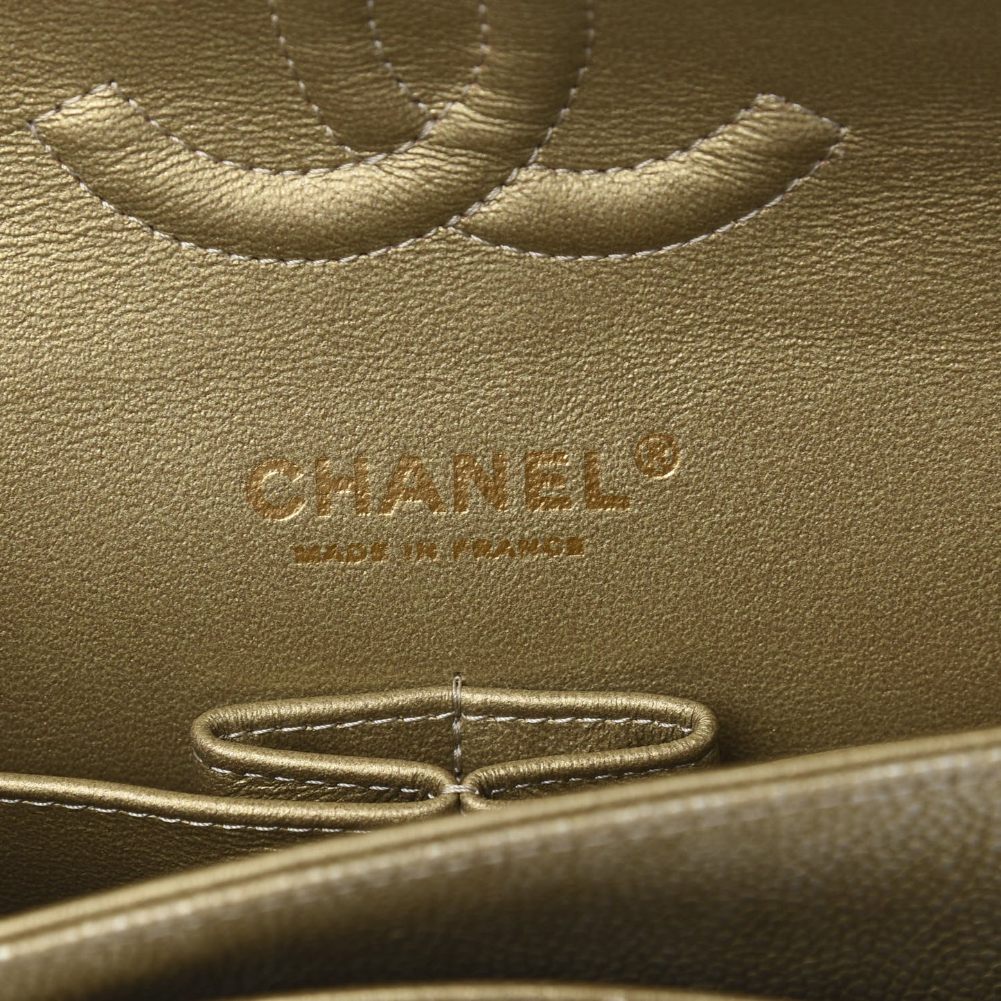 Metallic Caviar Quilted Medium Double Flap Gold