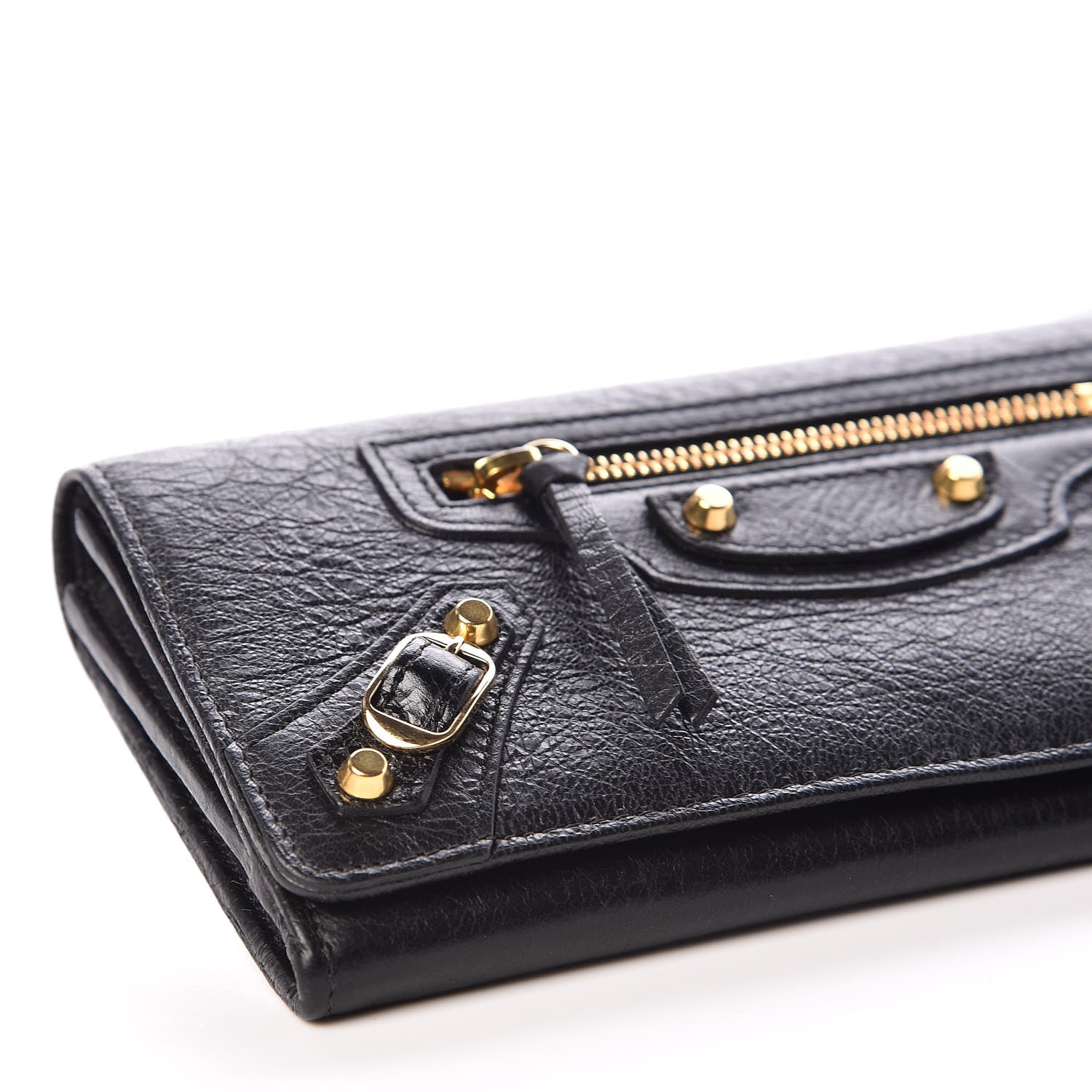 Balenciaga Agneau Classic Gold Hardware Money Wallet Black 5 of 9