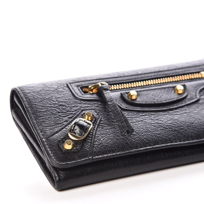 Balenciaga Agneau Classic Gold Hardware Money Wallet Black 5 of 9